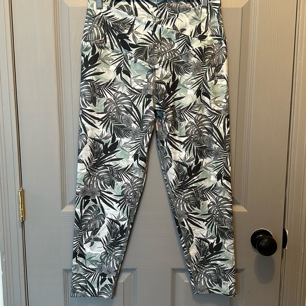 Evolution and Creation Palm Leaf/ Tropical Print Crossover Waistband